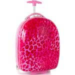 Dětské Kožené tašky Heys v růžové barvě s leopardím vzorem na dvou kolečkách o objemu 27 l 