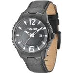 Pánské Řemínky na hodinky Police v šedé barvě z ocele s koženým řemínkem s voděodolností 10 Bar 
