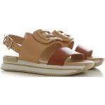 Nová kolekce: Dámské Kožené sandály HOGAN v béžové barvě z kůže ve velikosti 38,5 s přezkou ve slevě na zimu 
