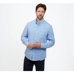 Howick Classic Men's Gingham Long Sleeve Shirt Blue Check S