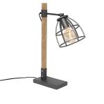 Stmívatelné lampy Qazqa v tmavě šedivé barvě v industriálním stylu ze dřeva ve slevě kompatibilní s E27 