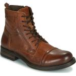 Pánské Kožené kotníkové boty Jack & Jones v hnědé barvě z kůže ve velikosti 46 s výškou podpatku do 3 cm 