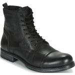 Pánské Kožené kotníkové boty Jack & Jones v černé barvě z kůže ve velikosti 46 s výškou podpatku do 3 cm ve slevě 
