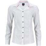 James & Nicholson Dámská bílá košile JN647 - Bílá / bílá / červená | XXL
