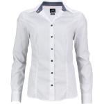 James & Nicholson Dámská bílá košile JN647 - Bílá / tmavě modrá / bílá | XXL