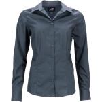Dámské Košile s dlouhým rukávem James & Nicholson v tmavě šedivé barvě ve velikosti 3 XL s dlouhým rukávem plus size 