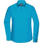 Dámské Košile s dlouhým rukávem James & Nicholson v tyrkysové barvě ve velikosti S s dlouhým rukávem 