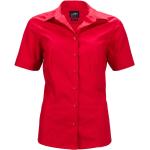 Dámské Košile s krátkým rukávem James & Nicholson v červené barvě z popelínu ve velikosti XXL s krátkým rukávem plus size 