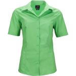 Dámské Košile s krátkým rukávem James & Nicholson v limetkově zelené barvě z popelínu ve velikosti XXL s krátkým rukávem plus size 