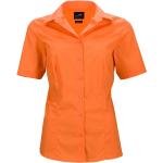 Dámské Košile s krátkým rukávem James & Nicholson v oranžové barvě z popelínu ve velikosti XXL s krátkým rukávem plus size 