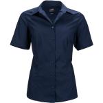 Dámské Košile s krátkým rukávem James & Nicholson v tmavě modré barvě z popelínu ve velikosti XXL s krátkým rukávem plus size 