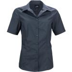 Dámské Košile s krátkým rukávem James & Nicholson v tmavě šedivé barvě z popelínu ve velikosti XXL s krátkým rukávem plus size 
