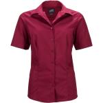 Dámské Košile s krátkým rukávem James & Nicholson v bordeaux červené z popelínu ve velikosti 3 XL s krátkým rukávem plus size 