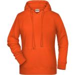 Dámské BIO Rozepínací mikiny s kapucí James & Nicholson v oranžové barvě v moderním stylu ve velikosti L 