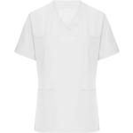 Dámské Halenky James & Nicholson v bílé barvě v elegantním stylu z polyesteru ve velikosti 3 XL s výstřihem do V strečové plus size 