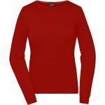Dámské Pletené svetry James & Nicholson v červené barvě z bavlny ve velikosti L s kulatým výstřihem 