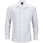 Pánské Košile s dlouhým rukávem James & Nicholson v bílé barvě z popelínu ve velikosti 4 XL plus size 