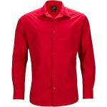 Pánské Košile s dlouhým rukávem James & Nicholson v červené barvě z popelínu 