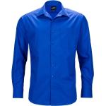 Pánské Košile s dlouhým rukávem James & Nicholson v královsky modré barvě z popelínu ve velikosti 4 XL plus size 