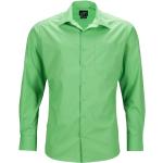 Pánské Košile s dlouhým rukávem James & Nicholson v limetkově zelené barvě z popelínu ve velikosti 10 XL plus size 