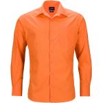 Pánské Košile s dlouhým rukávem James & Nicholson v oranžové barvě z popelínu ve velikosti L 