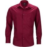 Pánské Košile s dlouhým rukávem James & Nicholson v bordeaux červené z popelínu ve velikosti 3 XL plus size 