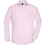 Pánské Košile s dlouhým rukávem James & Nicholson v růžové barvě z bavlny ve velikosti L s dlouhým rukávem 