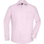 Pánské Košile s dlouhým rukávem James & Nicholson v růžové barvě z bavlny ve velikosti 4 XL s dlouhým rukávem plus size 