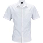 Pánské Košile s dlouhým rukávem James & Nicholson v bílé barvě z popelínu ve velikosti 4 XL plus size 