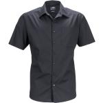 Pánské Košile s krátkým rukávem James & Nicholson v černé barvě z popelínu ve velikosti 4 XL s krátkým rukávem plus size 
