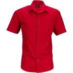 Pánské Košile s krátkým rukávem James & Nicholson v červené barvě z popelínu ve velikosti 4 XL s krátkým rukávem plus size 
