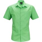 Pánské Košile s krátkým rukávem James & Nicholson v limetkově zelené barvě z popelínu ve velikosti S s krátkým rukávem 