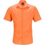 Pánské Košile s krátkým rukávem James & Nicholson v oranžové barvě z popelínu ve velikosti XXL s krátkým rukávem plus size 