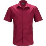 Pánské Košile s dlouhým rukávem James & Nicholson v bordeaux červené z popelínu ve velikosti S 