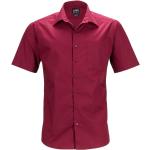 Pánské Košile s dlouhým rukávem James & Nicholson v bordeaux červené z popelínu ve velikosti XXL plus size 