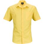 Pánské Košile s krátkým rukávem James & Nicholson v žluté barvě z popelínu ve velikosti 10 XL s krátkým rukávem plus size 