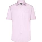 Pánské Košile s krátkým rukávem James & Nicholson v růžové barvě z bavlny ve velikosti 3 XL s krátkým rukávem plus size 