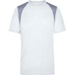 Pánská  Trička na běhání James & Nicholson v bílé barvě v moderním stylu z polyesteru ve velikosti L s krátkým rukávem 