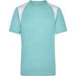 Pánská  Trička na běhání James & Nicholson v mátové barvě v moderním stylu z polyesteru ve velikosti 3 XL s krátkým rukávem plus size 