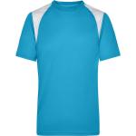 Pánská  Trička na běhání James & Nicholson v tyrkysové barvě v moderním stylu z polyesteru ve velikosti 3 XL s krátkým rukávem plus size 