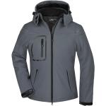 Dámské Zimní bundy s kapucí James & Nicholson Nepromokavé Prodyšné v tmavě šedivé barvě z polyesteru ve velikosti XXL plus size 