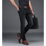 Pánské Straight Fit džíny v černé barvě v ležérním stylu z džínoviny strečové 