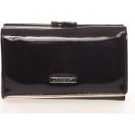 Dámské Luxusní peněženky Lorenti v černé barvě v lakovaném stylu z hovězí kůže 