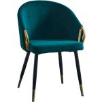 Jídelní židle Kondela ve smaragdové barvě v elegantním stylu ze sametu s loketní opěrkou 