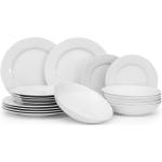 Sady talířů v bílé barvě v moderním stylu 18 ks v balení sety s průměrem 27 cm 