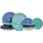 Sady talířů v tmavě modré barvě z kameniny pro 6 osob 18 ks v balení sety 