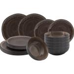 Sady talířů v šedé barvě z keramiky vhodné do trouby 18 ks v balení sety s průměrem 27 cm 