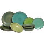 Sady talířů v zelené barvě z kameniny pro 6 osob 18 ks v balení sety s průměrem 27 cm 