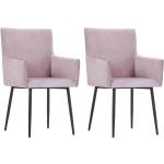 Jídelní židle Dudley s područkami - 2 ks - samet | růžové