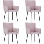 Jídelní židle Dudley s područkami - 4 ks - samet | růžové